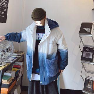 Couple Matching Gradient Hooded Padded Zip Jacket