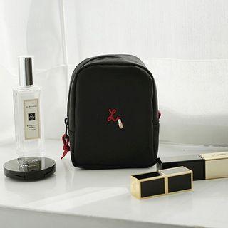 Lipstick Embroidered Cosmetic Pouch