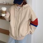 Color Block Panel Hooded Sweatshirt Jacket Almond - One Size