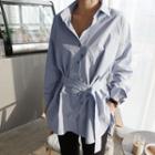 Plain Cotton Shirt With Sash Sky Blue - One Size