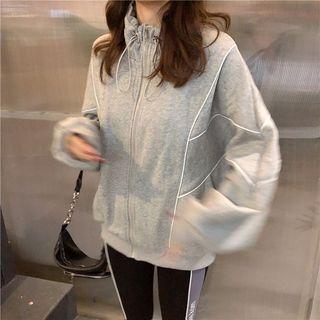 Drawstring Neck Zip Jacket