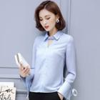 Bell-sleeve Keyhole-front Blouse