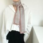 Striped Narrow Silk Scarf Light Coffee - 145x15cm - 708