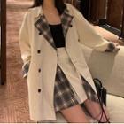 Plaid Panel Trench Coat / A-line Skirt / Set