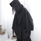 Long-sleeve Plain Cropped Hooded Sweatshirt