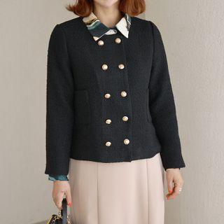 Double-breasted Tweed Jacket Black - One Size