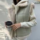 Collared Faux-shearling Zip-up Vest