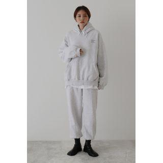 Set: Letter Hoodie + Jogger Pants Melange Gray - One Size