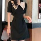 Short-sleeve Contrast Collar Mini Dress