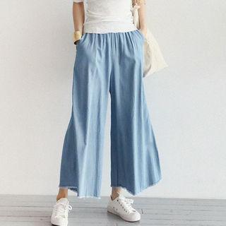 Fringe-hem Wide-leg Pants