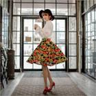 Patterned A-line Midi Skirt