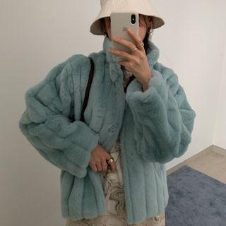 Furry Ribbed Buttoned Jacket