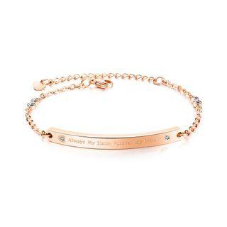 Fashion And Simple Plated Rose Gold Geometric Strip 316l Stainless Steel Bracelet With Cubic Zirconia Rose Gold - One Size