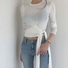 Tie-waist Cropped Knit Top