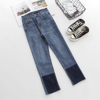 High Waist Colour-block Jeans