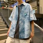 Two Tone Tie-dye Button-up Oversize Shirt