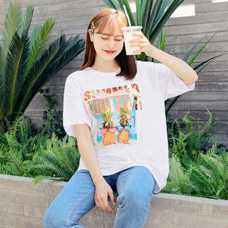 Pineapple Print Boxy T-shirt