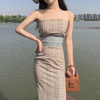Plaid Strapless Dress