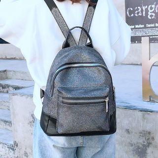 Glitter Faux-leather Backpack