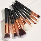 Set Of 8: Makeup Brush 8 Pcs - Black & Gold - One Size