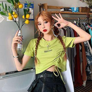 Drawstring High-waist Cropped Top