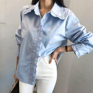 Frilled-edge Cotton Blouse