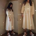 Puff Sleeve Tie-neck Dress White - One Size