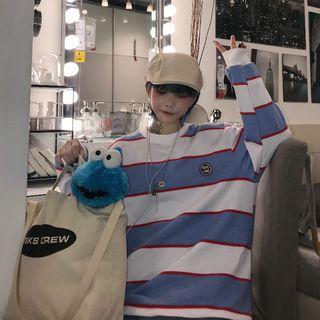 Striped Long-sleeve T-shirt Stripe - Blue & White - One Size