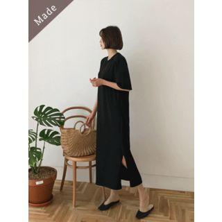 Cotton Maxi T-shirt Dress With Sash