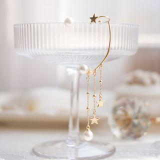 Faux Pearl & Star Dangle Ear Cuff