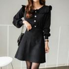 Button-front Knit Dress Black - One Size