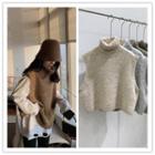 Turtleneck Melange Knit Vest