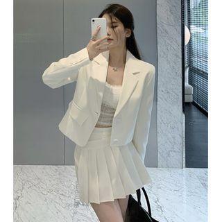 Plain Blazer / Pleated Mini A-line Skort / Camisole Top
