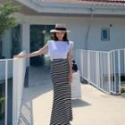 Slit-back Stripe Mermaid Skirt