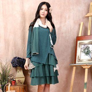 Set: Top + Sleeveless Dress + Scarf