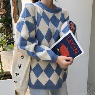 Rhombus Pattern Boxy Sweater
