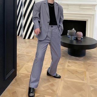 Single-breasted Blazer / Wide-leg Dress Pants / Set