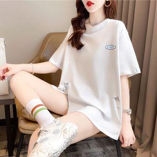 Short-sleeve Asymmetric Split T-shirt