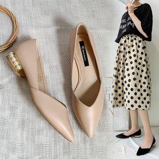 Pointed Faux Pearl Heel Pumps