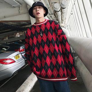 Rhombus Pattern Print Sweater