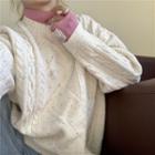 Cable Knit Sweater / Long-sleeve Turtleneck Knit Top