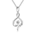 18k/750 White Gold Ribbon Swirling And Flower Diamond Pendant (0.05 Ct) (free 925 Silver Box Chain)