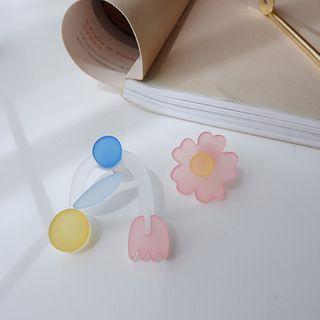 Acrylic Flower Ear Stud 1 Pair - Multicolor - One Size