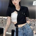 Asymmetrical Short-sleeve Cutout Blazer