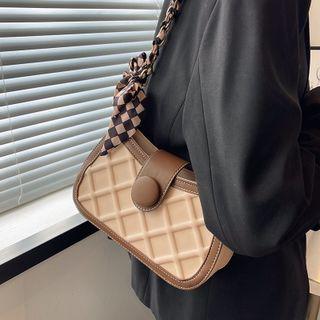 Faux Leather Quilted Paneled Crossbody Bag
