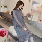 Set: Long-sleeve Lace Midi Dress + Sleeveless A-line Dress