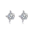 925 Sterling Silver Twelve Horoscope Sagittarius Stud Earrings With White Cubic Zircon