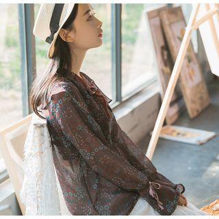 Ribbon Detail Floral Print Blouse
