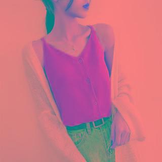 Spaghetti Strap Button-up Chiffon Top