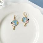 Astronaut Glaze Alloy Dangle Earring 1 Pair - S925 Silver - Light Blue & White - One Size